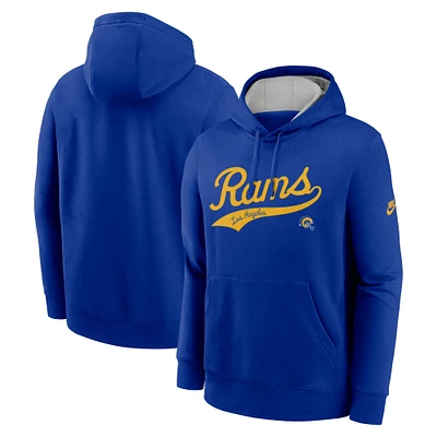 Men's Nike Royal Los Angeles Rams Rewind Club Logo Pullover Hoodie