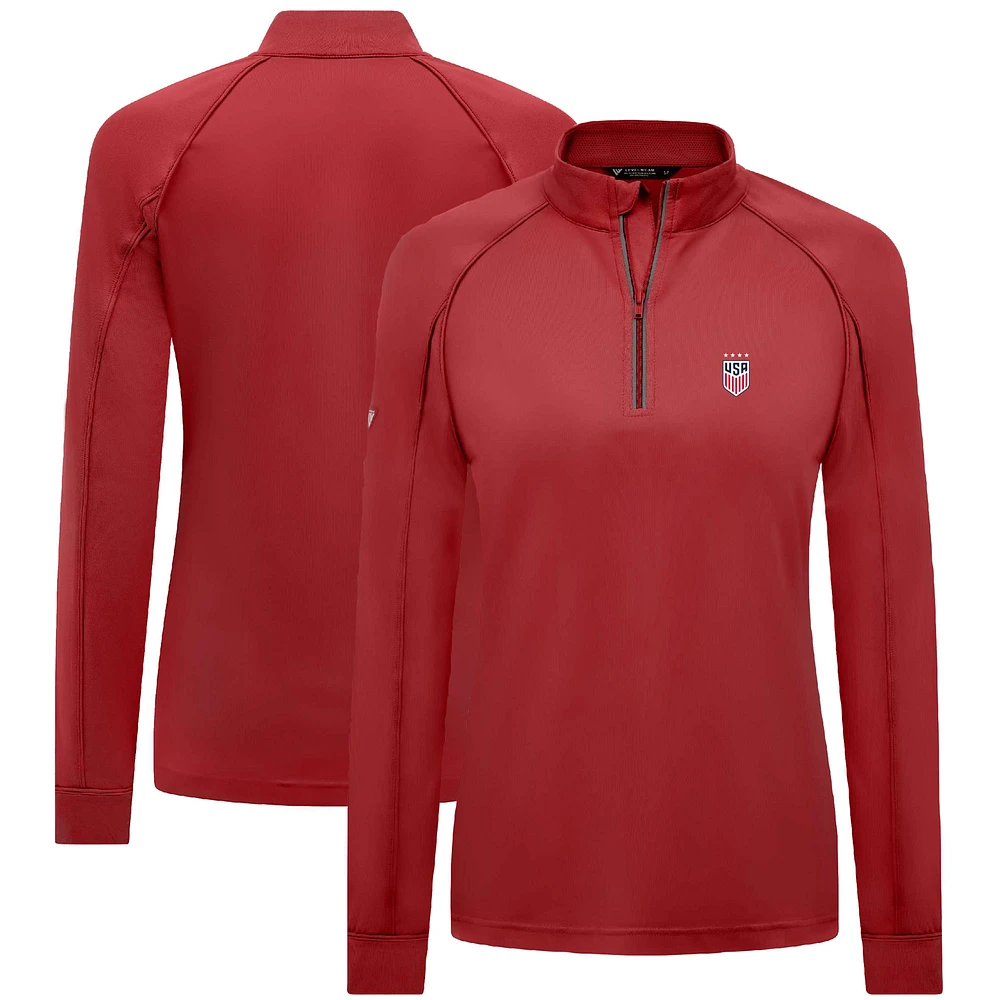 Women's Levelwear Red USWNT Kinetic Insignia Quarter-Zip Pullover