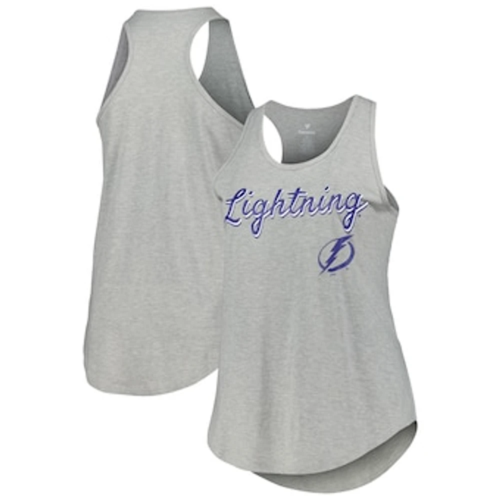 Women's Fanatics Heather Gray Tampa Bay Lightning Plus Racerback Tank Top