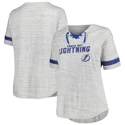 Women's Fanatics Heather Gray Tampa Bay Lightning Plus Lace-Up T-Shirt