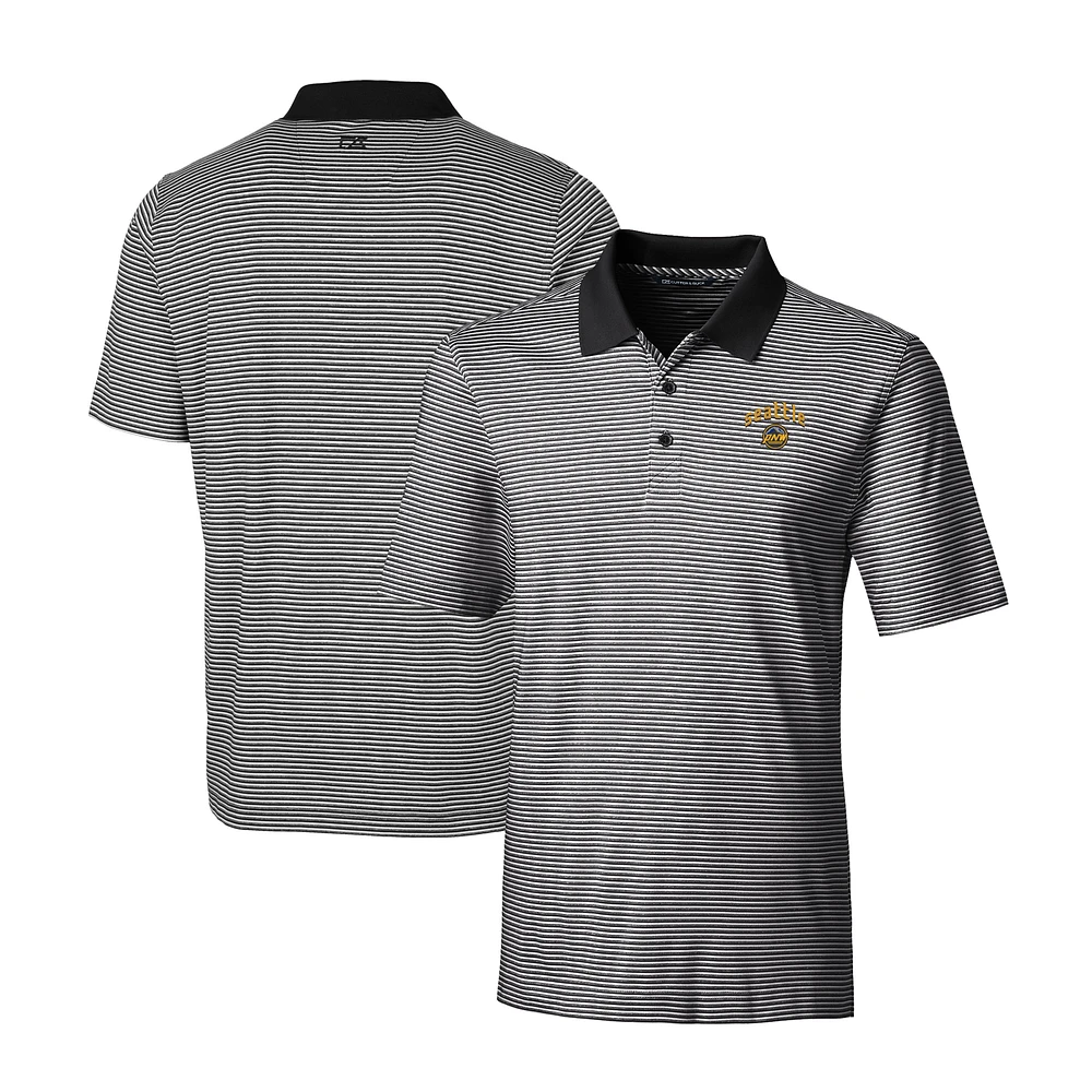 Men's Cutter & Buck Black Seattle Mariners City Connect Big & Tall Forge Tonal Stripe Stretch Polo