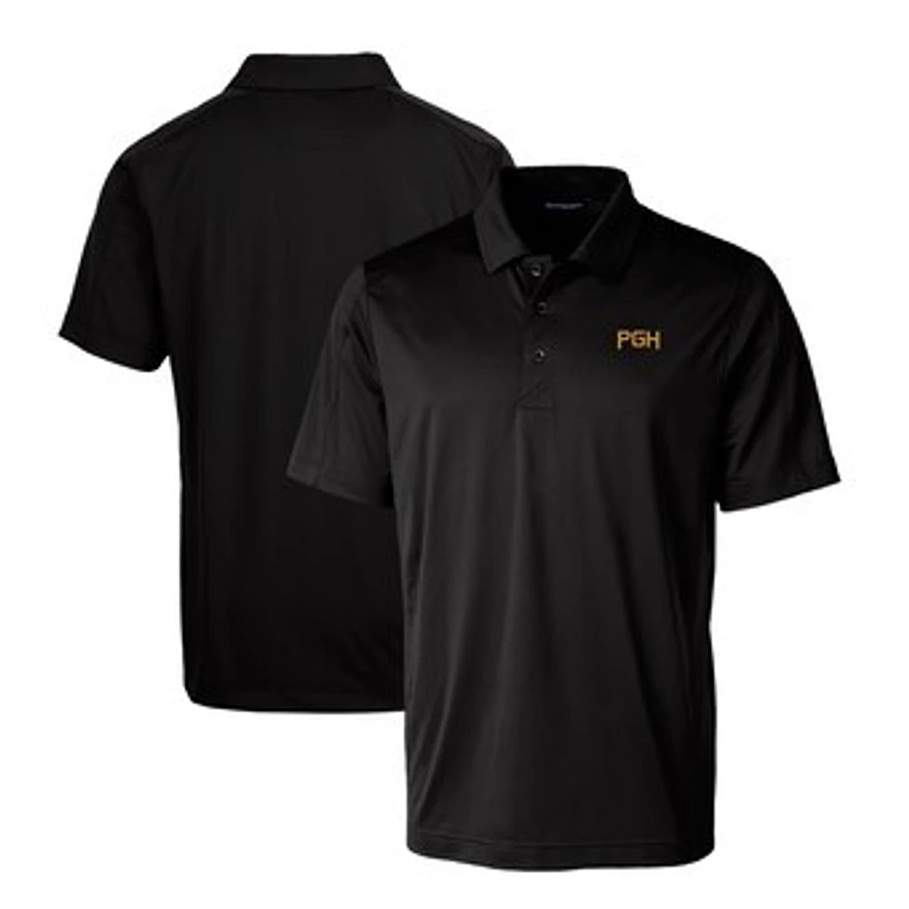 Men's Cutter & Buck Black Pittsburgh Pirates City Connect Big Tall Prospect Textured Stretch Polo