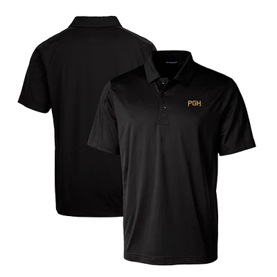 Men's Cutter & Buck Black Pittsburgh Pirates City Connect Big Tall Prospect Textured Stretch Polo