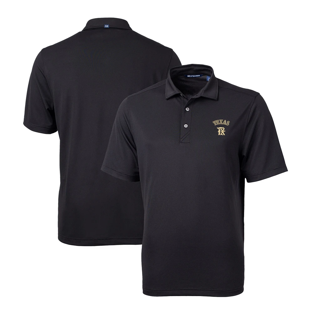 Men's Cutter & Buck Black Texas Rangers City Connect Virtue Eco Pique Recycled Big Tall Polo