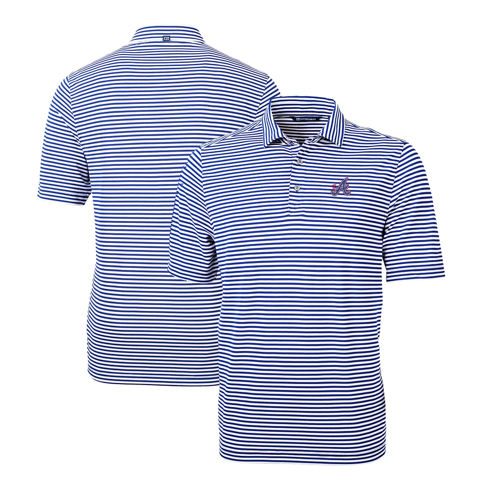 Men's Cutter & Buck Blue Atlanta Braves City Connect Big Tall Virtue Eco Pique Micro Stripe Recycled Polo