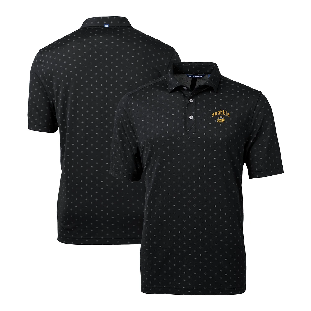 Men's Cutter & Buck Black Seattle Mariners City Connect Big Tall Virtue Eco Pique Tile Print Recycled Polo