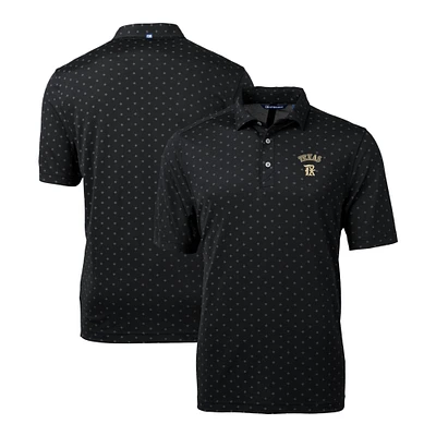 Men's Cutter & Buck Black Texas Rangers City Connect Big Tall Virtue Eco Pique Tile Print Recycled Polo