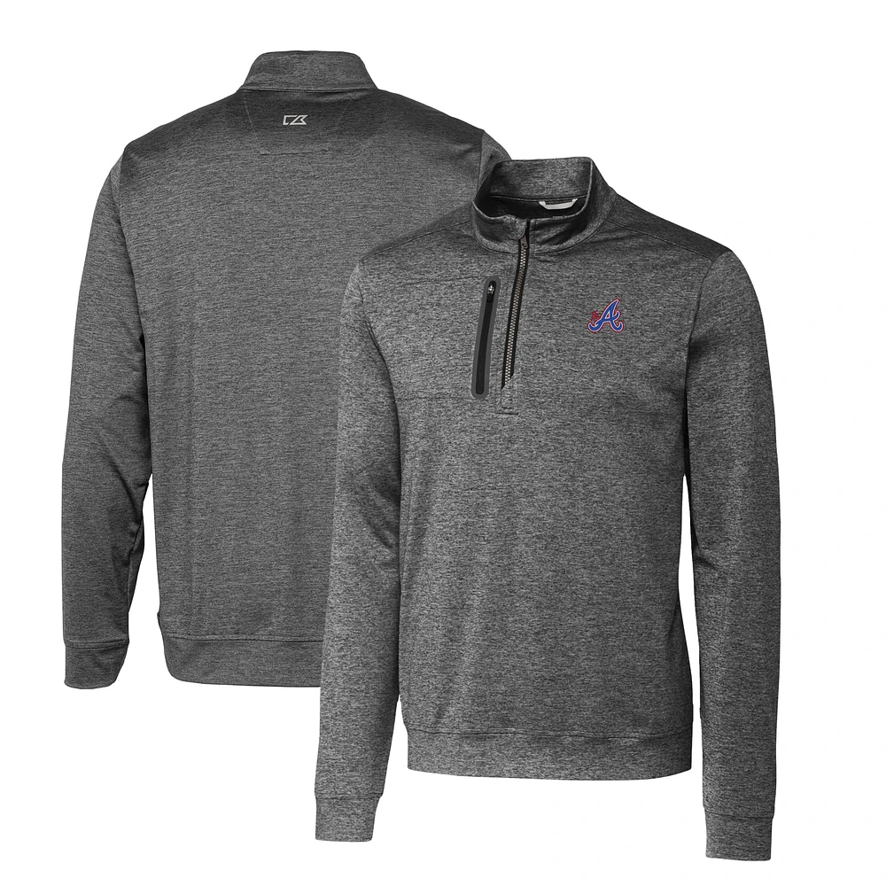 Men's Cutter & Buck Gray Atlanta Braves City Connect Big Tall Stealth Heathered Quarter-Zip Pullover Top