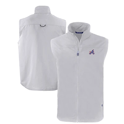 Men's Cutter & Buck Gray Atlanta Braves City Connect Big Tall Charter Eco Recycled Full-Zip Vest