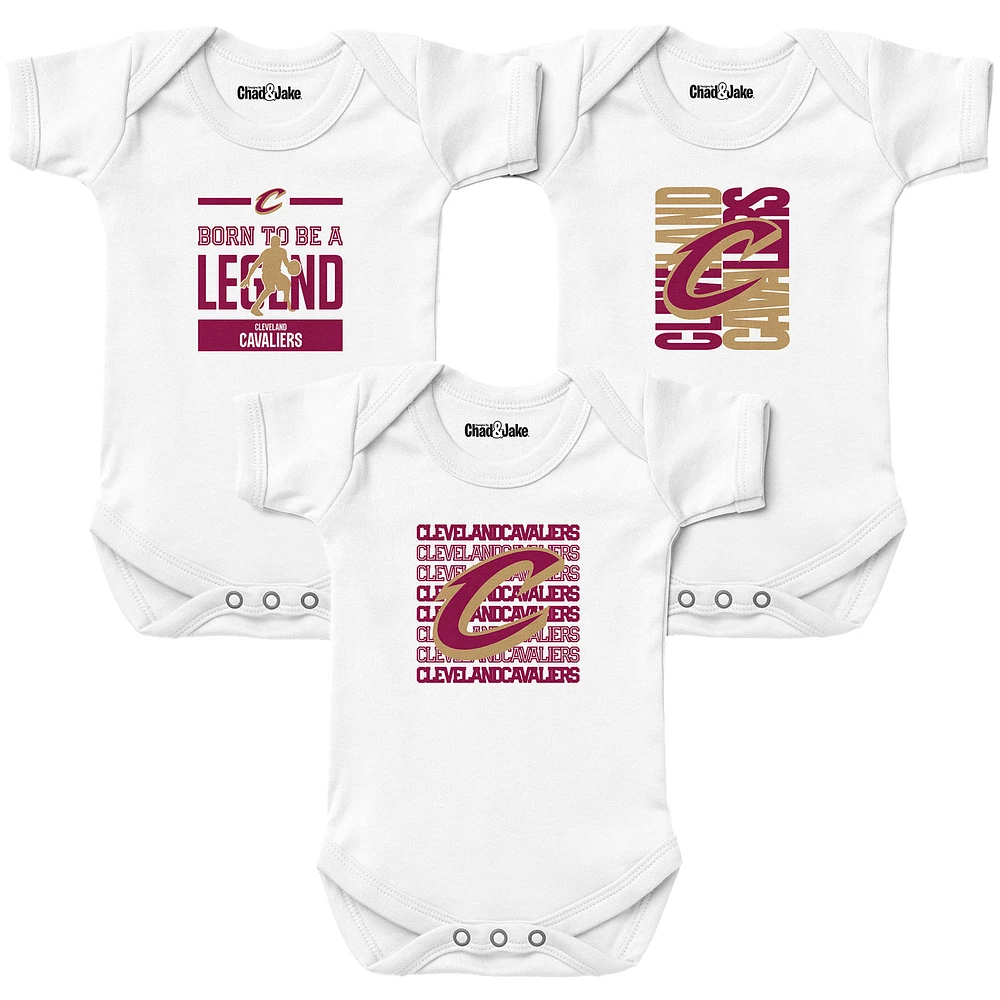 Newborn & Infant Chad Jake White Cleveland Cavaliers 3-Pack Bodysuit Set