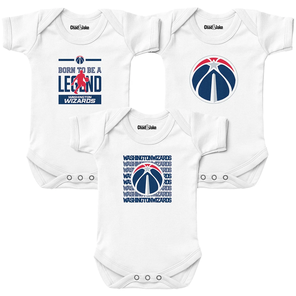 Newborn & Infant Chad Jake White Washington Wizards 3-Pack Bodysuit Set