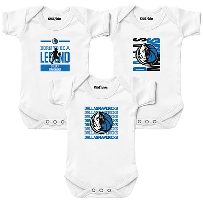 Newborn & Infant Chad Jake White Dallas Mavericks 3-Pack Bodysuit Set