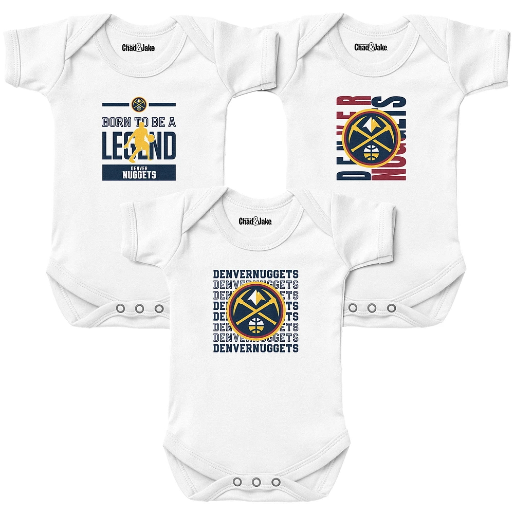 Newborn & Infant Chad Jake White Denver Nuggets 3-Pack Bodysuit Set