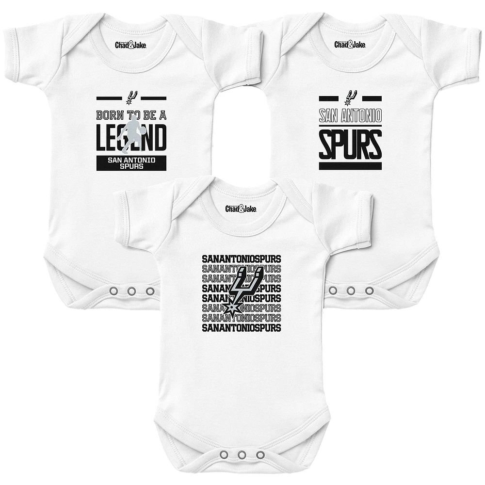 Newborn & Infant Chad Jake White San Antonio Spurs 3-Pack Bodysuit Set