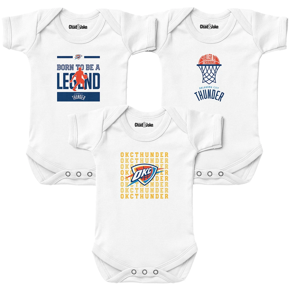 Newborn & Infant Chad Jake White Oklahoma City Thunder 3-Pack Bodysuit Set