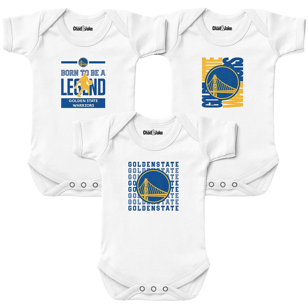 Newborn & Infant Chad Jake White Golden State Warriors 3-Pack Bodysuit Set