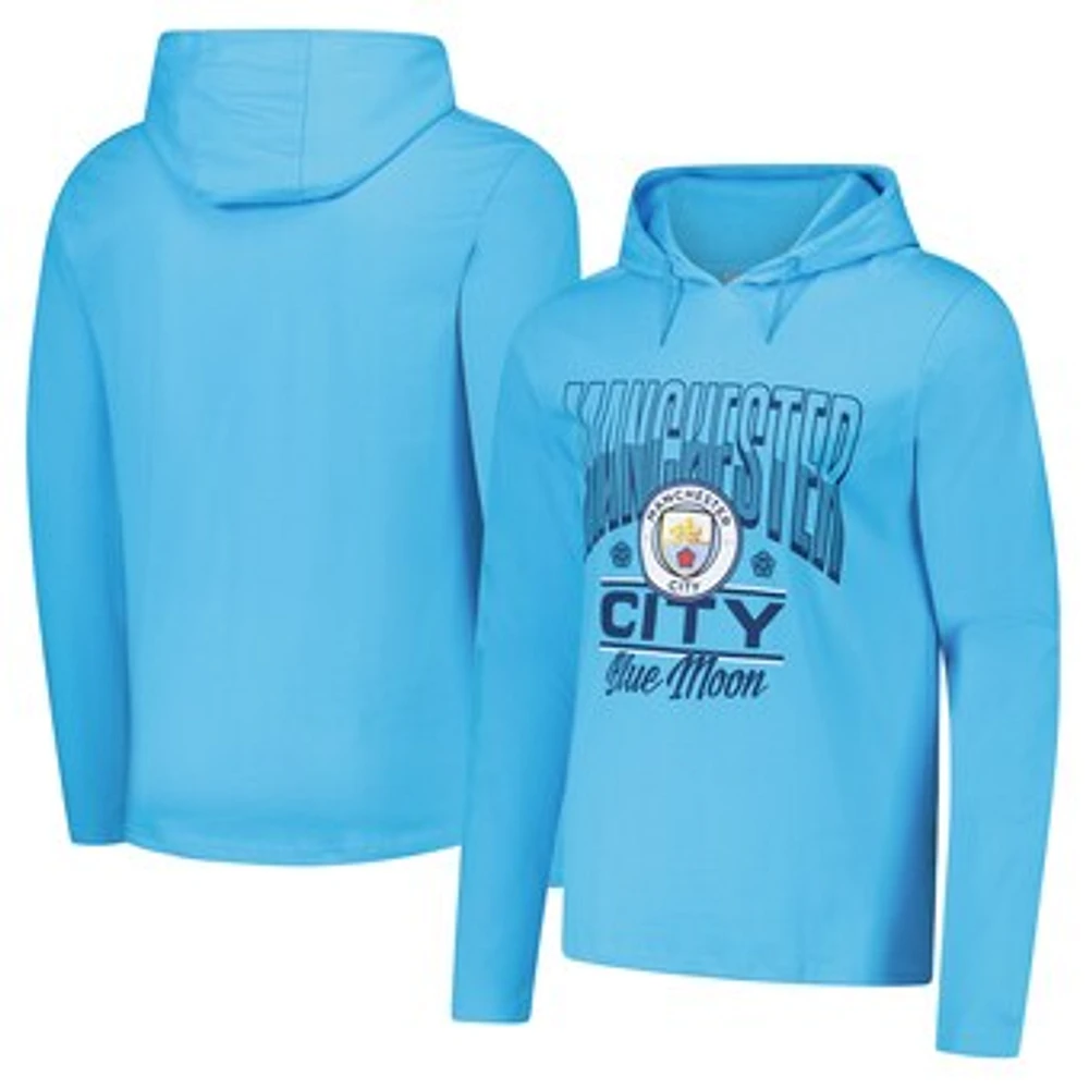 Men's Sky Blue Manchester City Wordmark Long Sleeve Hoodie T-Shirt