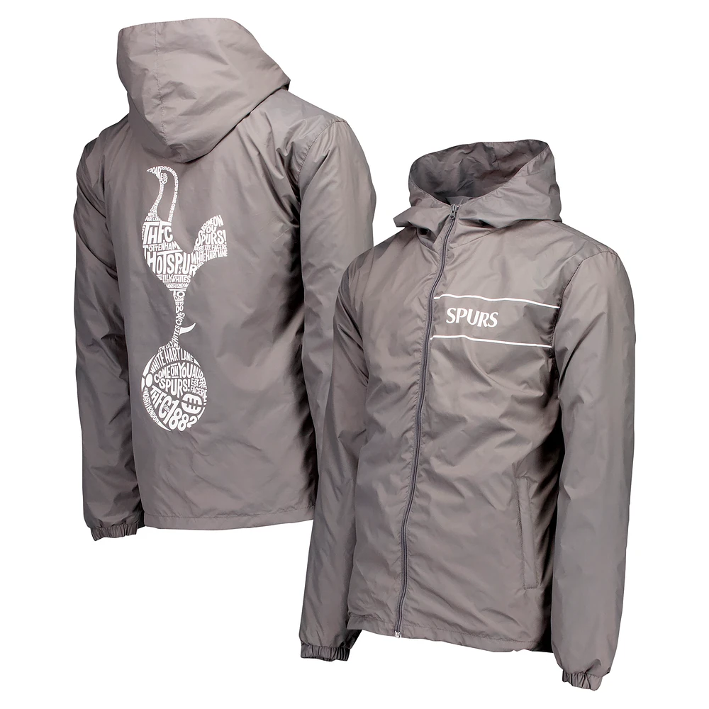 Men's Gray Tottenham Hotspur Home Match Hoodie Full-Zip Windbreaker Jacket