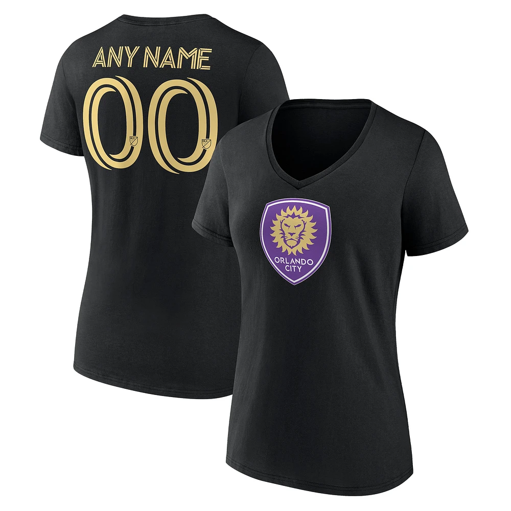 Women's Black Orlando City SC Custom V-Neck T-Shirt