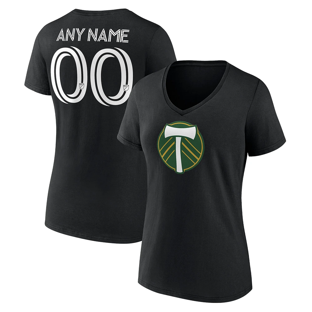 Women's Black Portland Timbers Custom V-Neck T-Shirt