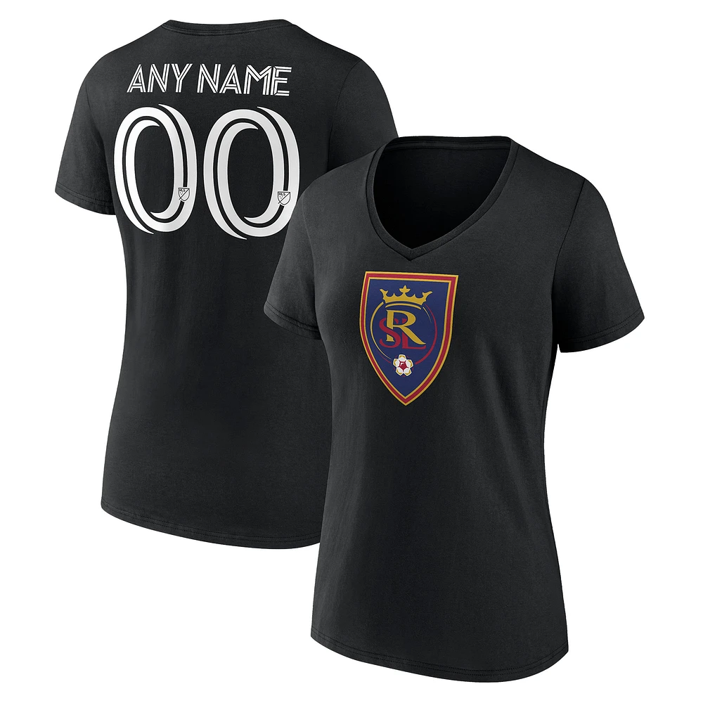 Women's Black Real Salt Lake Custom V-Neck T-Shirt