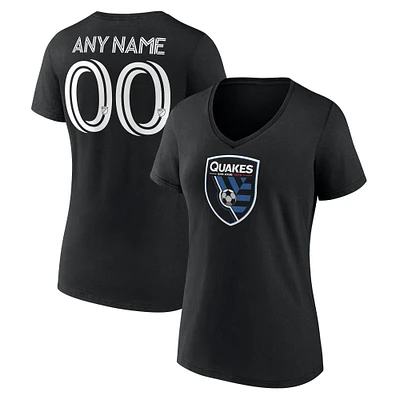 Women's Black San Jose Earthquakes Custom V-Neck T-Shirt
