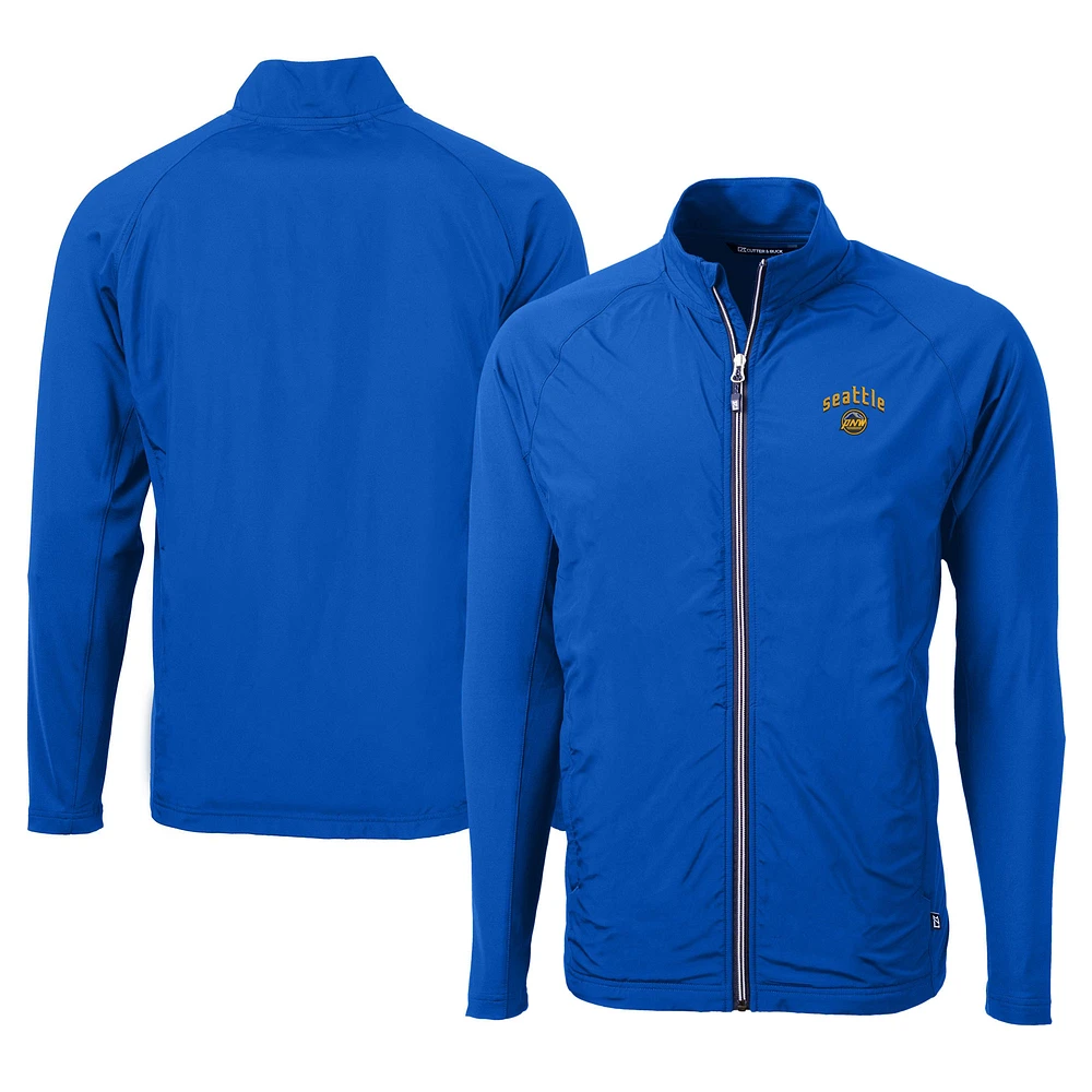 Men's Cutter & Buck Blue Seattle Mariners City Connect Adapt Eco Knit Hybrid Recycled Full-Zip Jacket