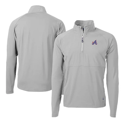 Men's Cutter & Buck Gray Atlanta Braves City Connect Adapt Eco Knit Hybrid Recycled Quarter-Zip Pullover Top