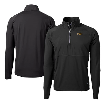 Men's Cutter & Buck Pittsburgh Pirates City Connect Adapt Eco Knit Hybrid Recycled Quarter-Zip Pullover Top