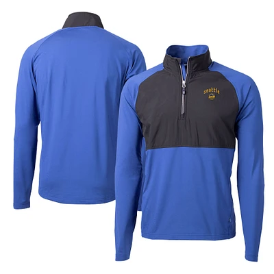 Men's Cutter & Buck Black Seattle Mariners City Connect Adapt Eco Knit Hybrid Recycled Quarter-Zip Pullover Top
