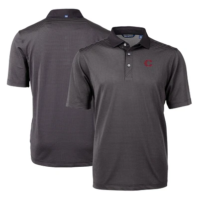 Men's Cutter & Buck Black Cincinnati Reds City Connect Virtue Eco Pique Micro Stripe Recycled Polo