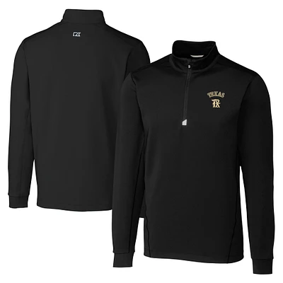 Men's Cutter & Buck Black Texas Rangers City Connect Traverse Stretch Quarter-Zip Pullover Top