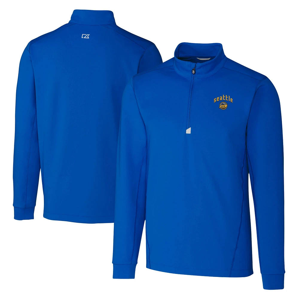 Men's Cutter & Buck Seattle Mariners City Connect Traverse Stretch Quarter-Zip Pullover Top