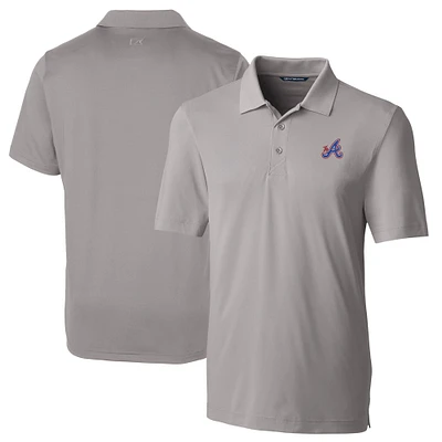 Men's Cutter & Buck Gray Atlanta Braves City Connect Forge Stretch Polo