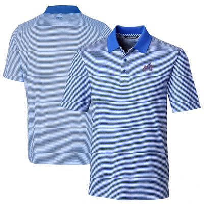 Men's Cutter & Buck Blue Atlanta Braves City Connect Forge Tonal Stripe Stretch Polo