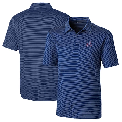 Men's Cutter & Buck Navy Atlanta Braves City Connect Forge Pencil Stripe Stretch Polo