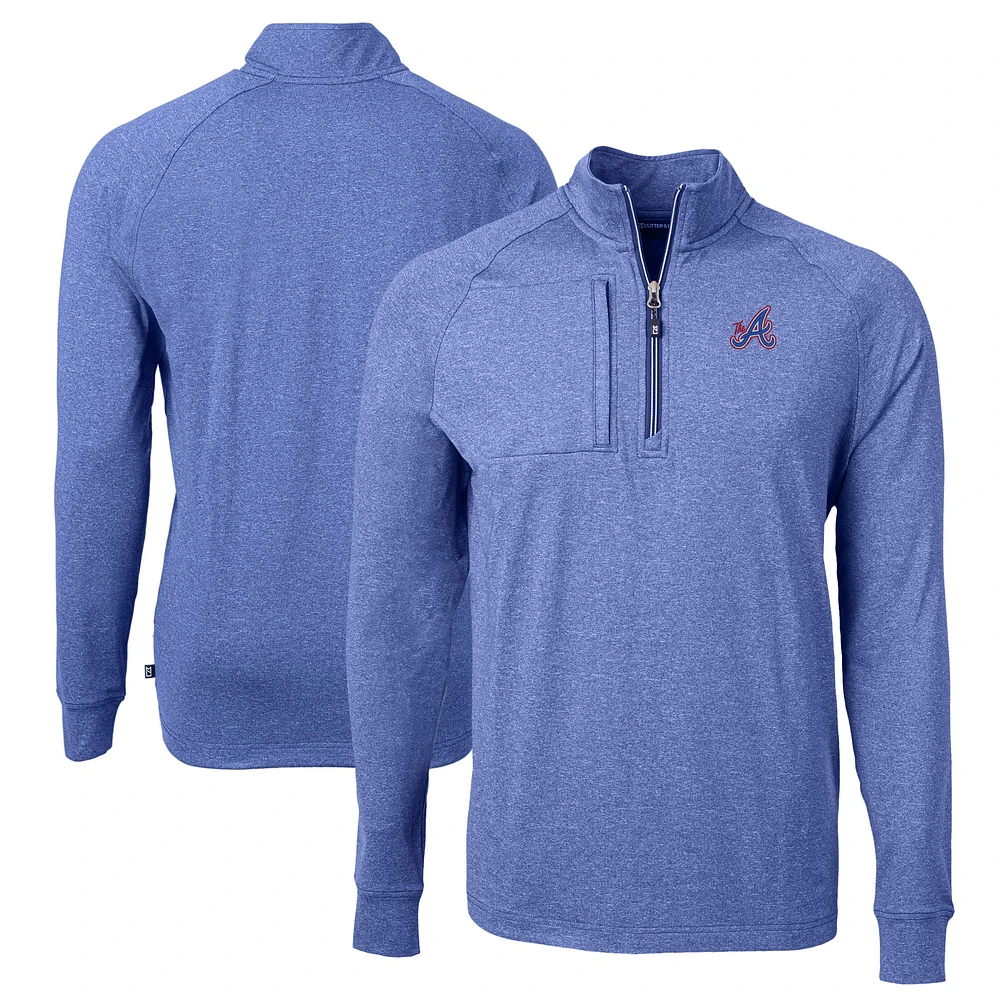 Men's Cutter & Buck Heather Atlanta Braves City Connect Adapt Eco Knit Heathered Recycled Quarter-Zip Pullover Top