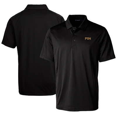 Men's Cutter & Buck Black Pittsburgh Pirates City Connect Prospect Textured Stretch Polo