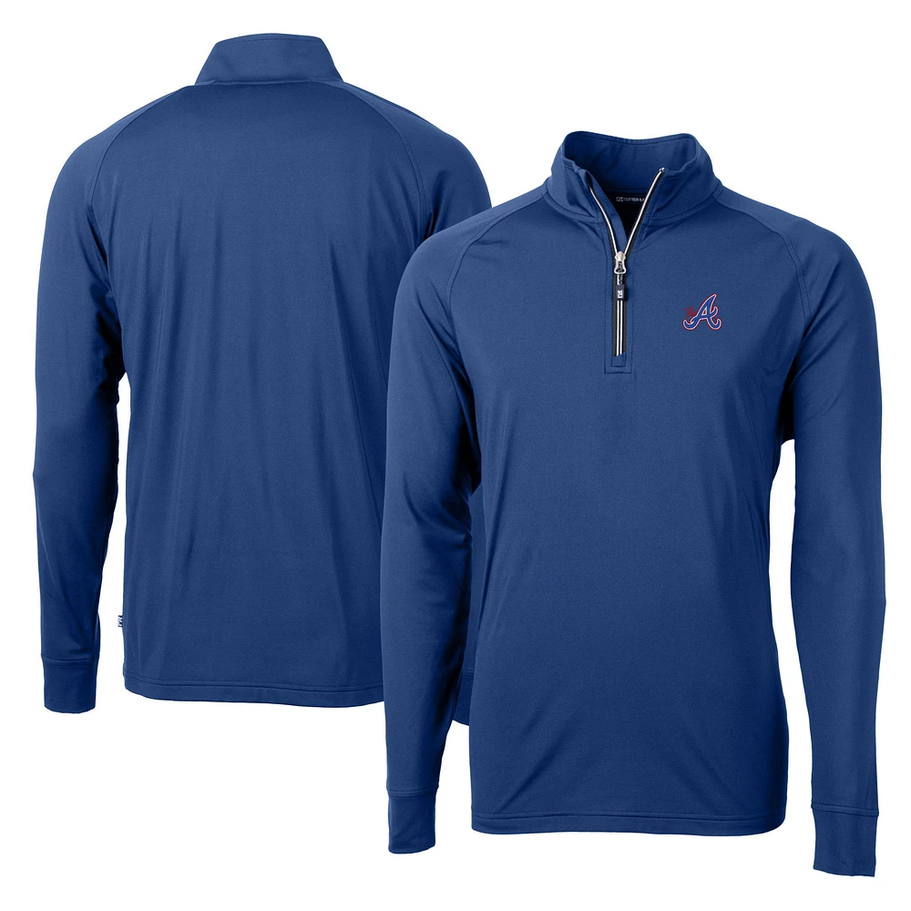 Men's Cutter & Buck Atlanta Braves City Connect Adapt Eco Knit Stretch Recycled Quarter-Zip Pullover Top