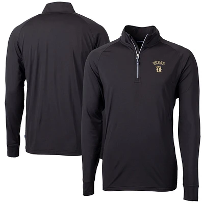 Men's Cutter & Buck Black Texas Rangers City Connect Adapt Eco Knit Stretch Recycled Quarter-Zip Pullover Top