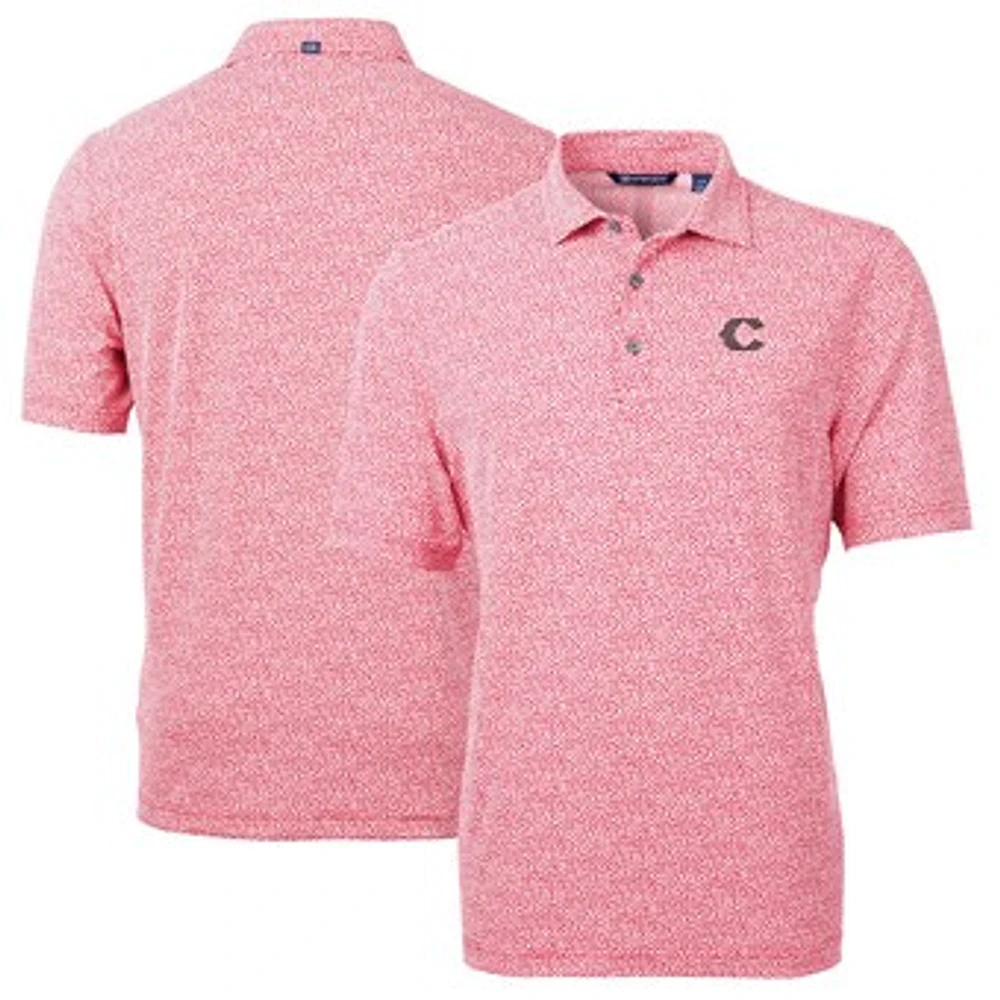 Men's Cutter & Buck Red Cincinnati Reds City Connect Virtue Eco Pique Botanical Print Recycled Polo