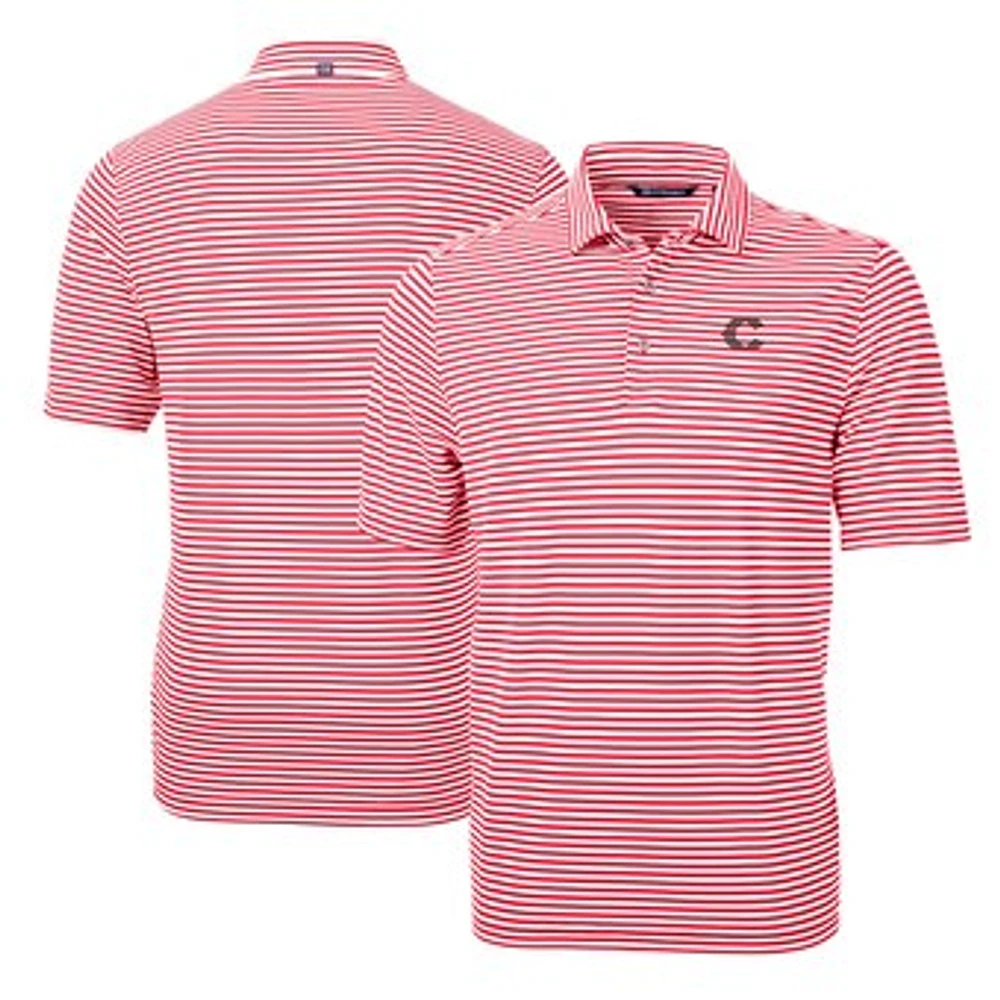 Men's Cutter & Buck Cincinnati Reds City Connect Virtue Eco Pique Stripe Recycled Polo