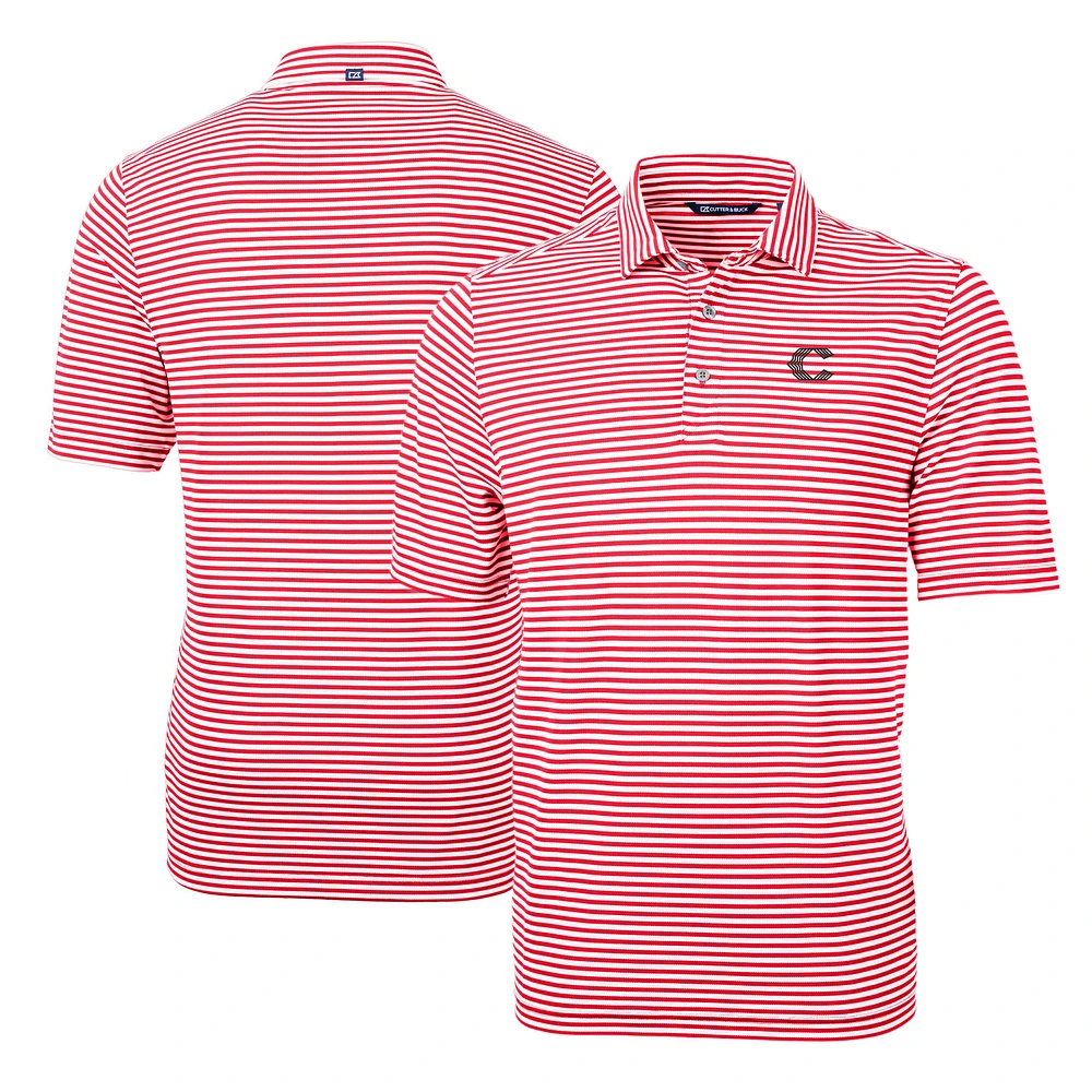 Men's Cutter & Buck Cincinnati Reds City Connect Virtue Eco Pique Stripe Recycled Polo