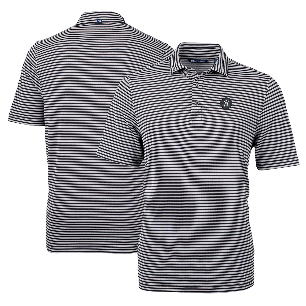 Men's Cutter & Buck Black Baltimore Orioles City Connect Virtue Eco Pique Stripe Recycled Polo