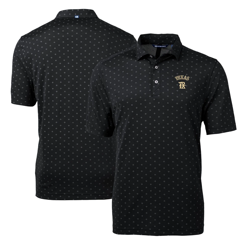 Men's Cutter & Buck Black Texas Rangers City Connect Virtue Eco Pique Tile Print Recycled Polo