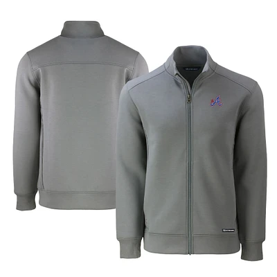 Men's Cutter & Buck Gray Atlanta Braves City Connect Roam Eco Recycled Full-Zip Jacket