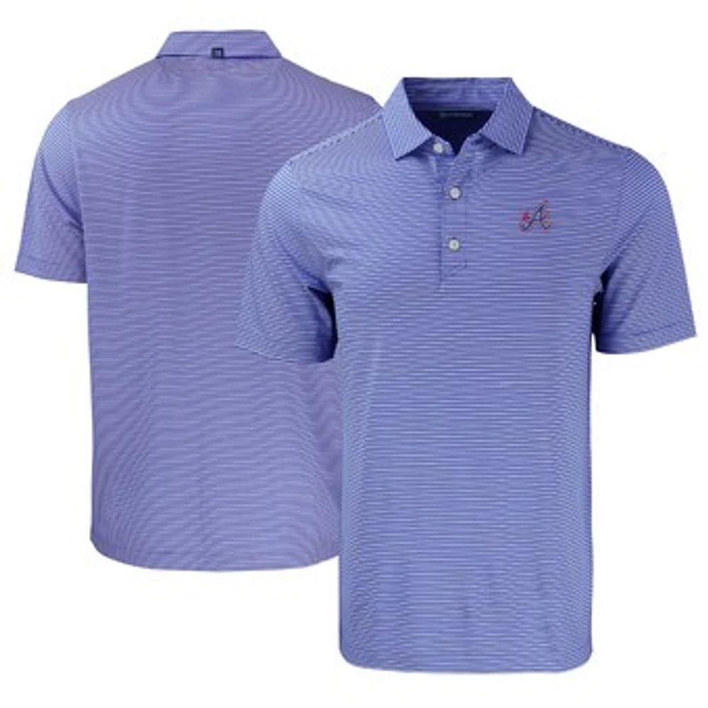 Men's Cutter & Buck Blue/White Atlanta Braves City Connect Forge Eco Double Stripe Stretch Recycled Polo