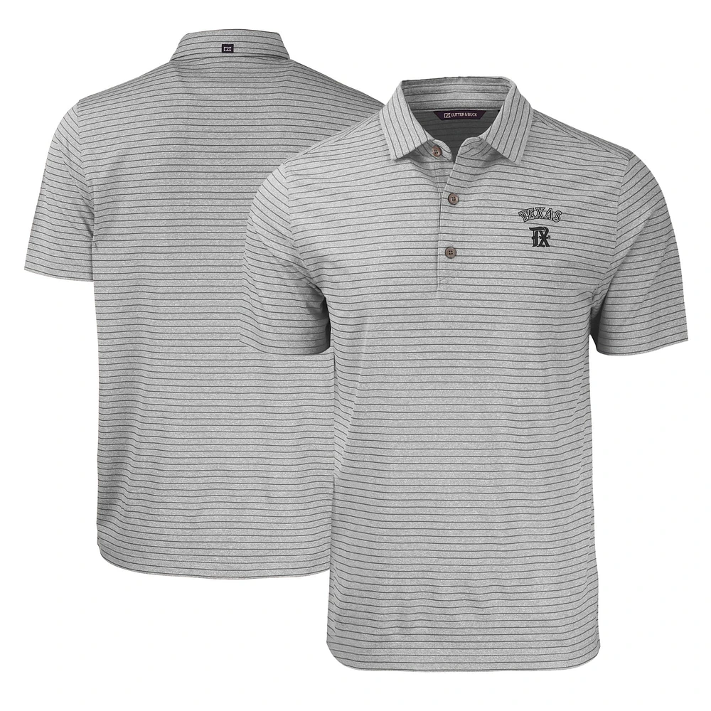Men's Cutter & Buck Heather Gray Texas Rangers City Connect Forge Eco Heather Stripe Stretch Recycled Polo