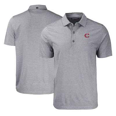 Men's Cutter & Buck Heather Black Cincinnati Reds City Connect Forge Eco Stripe Stretch Recycled Polo