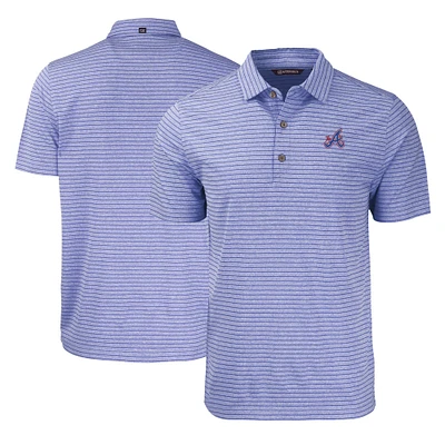 Men's Cutter & Buck Heather Blue Atlanta Braves City Connect Forge Eco Stripe Stretch Recycled Polo